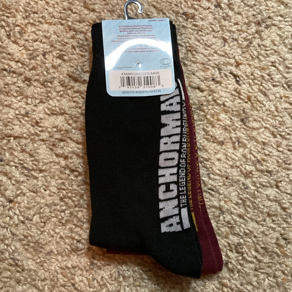 Mens Crew Socks Anchorman The Legend Of Ron Burgundy 2-Pack - Picture 4 of 5